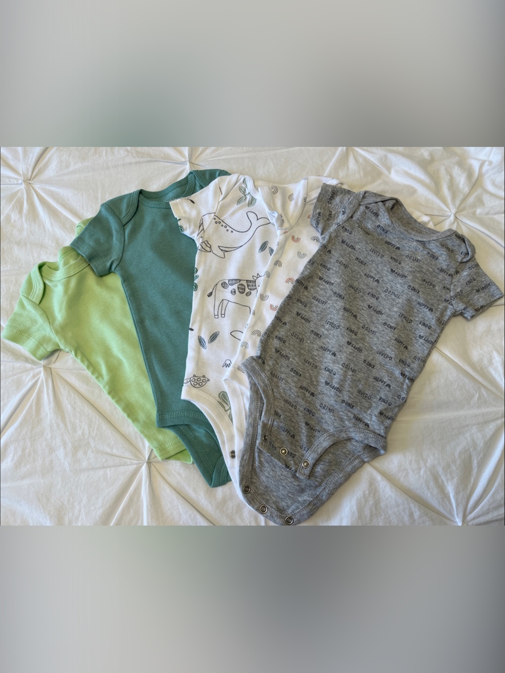 Carter's Short-Sleeve Bodysuit Set - Lime, Teal, White, Heather Gray